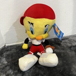 Vintage Looney Tunes Plush Tweety Bird Baseball Player Stuffed Animal